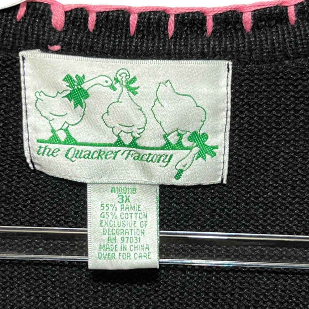 QUACKER FACTORY Funky Artsy Cardigan Sweater 3XL Flamingos Granny Teacher Cozy - Picture 2 of 9